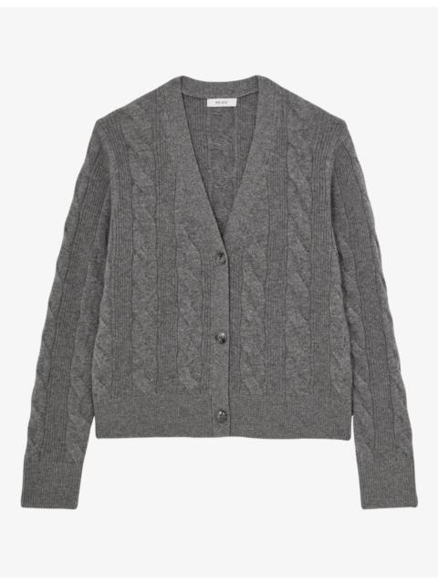 REISS Elowen Cashmere And Wool Cable-Knit Cardigan