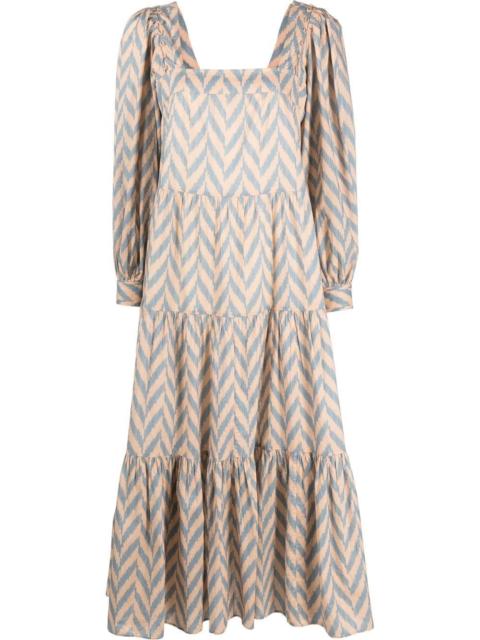 ULLA JOHNSON Georgina chevron-print tiered dress