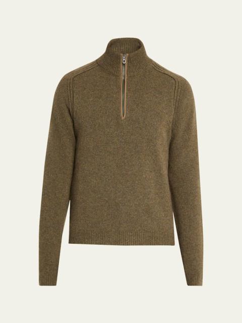 SEASE Men's Cashmere Mouline Half-Zip Sweater