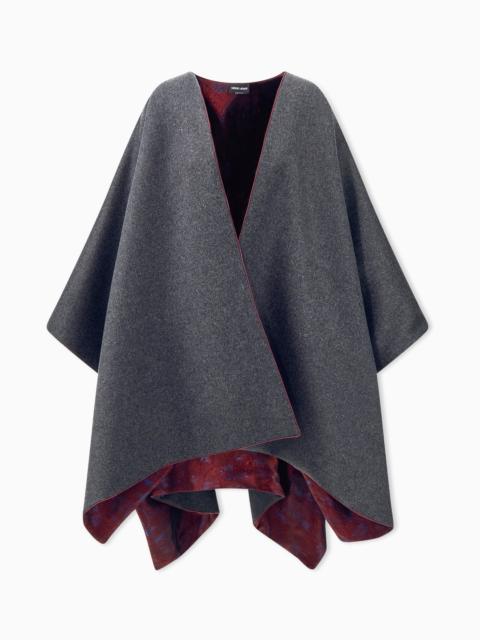 GIORGIO ARMANI PONCHO IN DOUBLE COMPACT VIRGIN WOOL WITH VISCOSE AND SILK