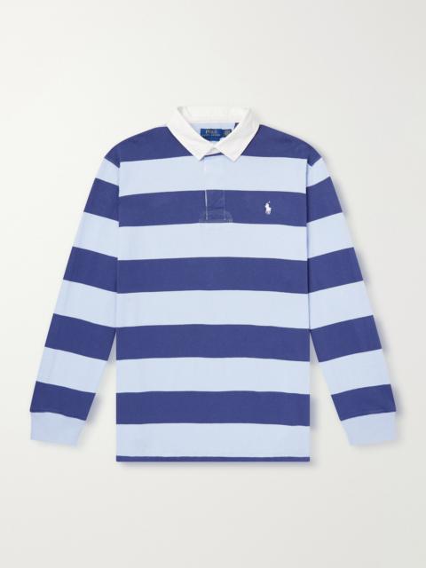 Polo Ralph Lauren Logo-Embroidered Striped Cotton-Jersey Polo Sweater