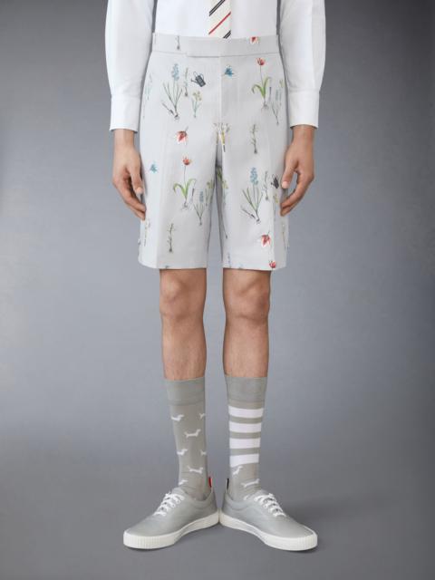 Thom Browne COTTON LINEN BOTANICAL BACKSTRAP SHORTS