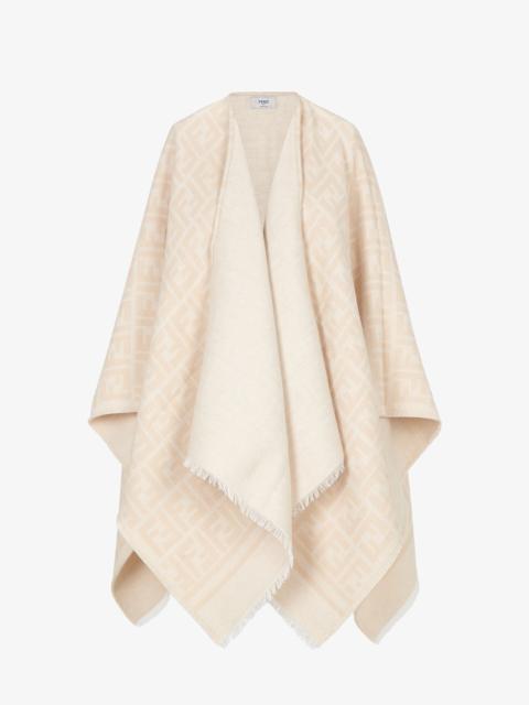 FENDI Poncho in beige wool and silk