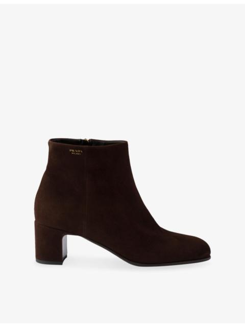 Prada Suede-Leather Ankle Boots