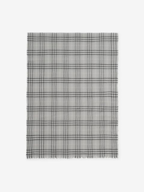 Burberry Wide Check Wool Silk Blend Scarf