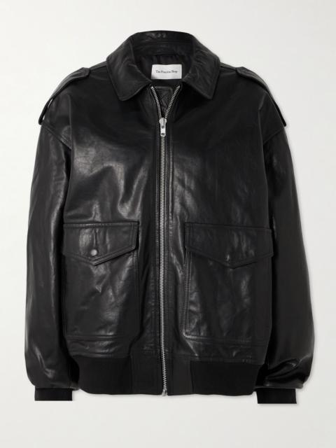 The Frankie Shop Viper oversized leather jacket Black