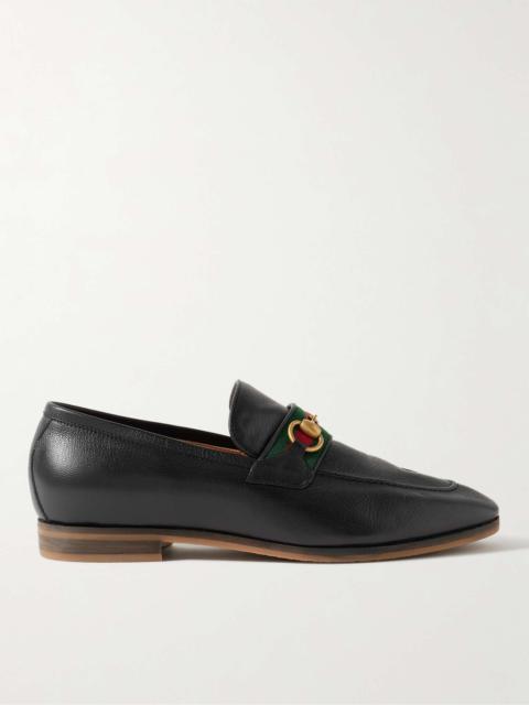GUCCI Paride Webbing-Trimmed Horsebit Leather Loafers