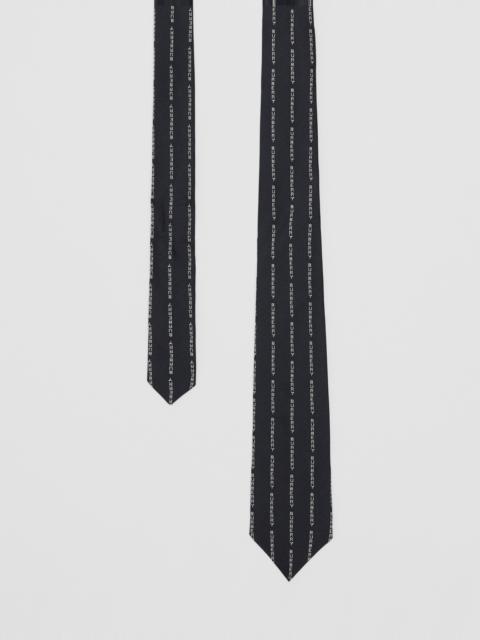 Burberry Classic Cut Logo Pinstriped Silk Tie