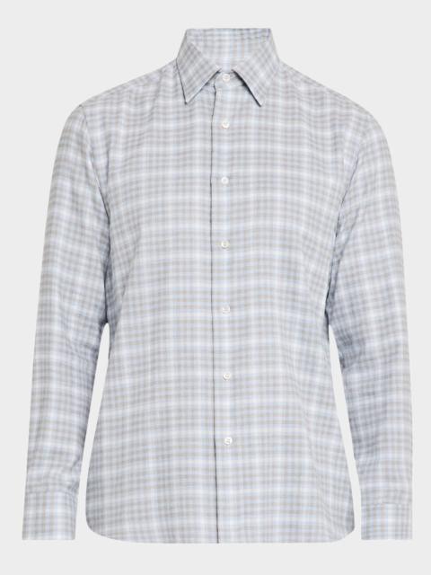 Brioni Men's Check Flannel Casual Button-Down Shirt
