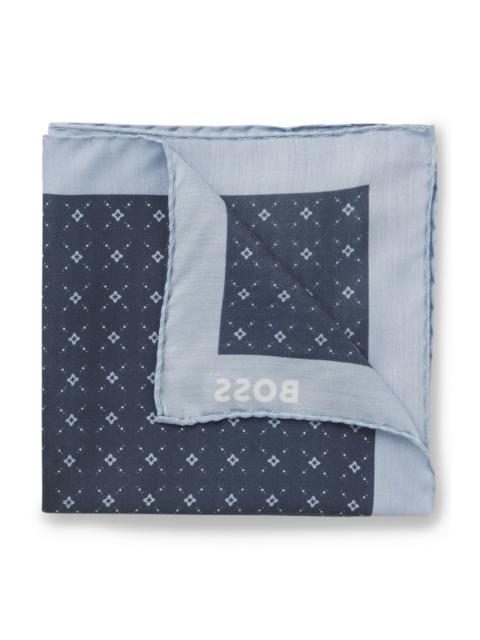 BOSS PRINTED POCKET SQUARE WITH LOGO BORDER