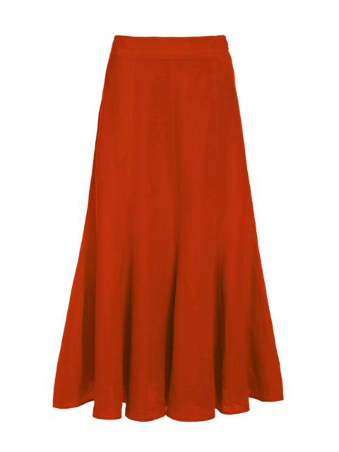 GABRIELA HEARST Tate Skirt in Red Clay Aloe Linen