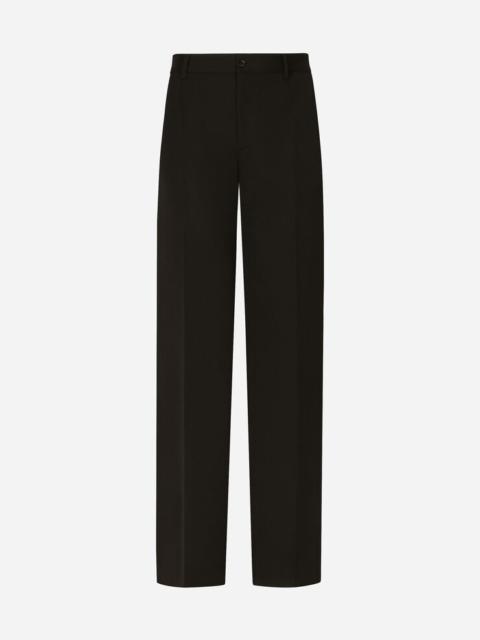 Straight-leg wool pants