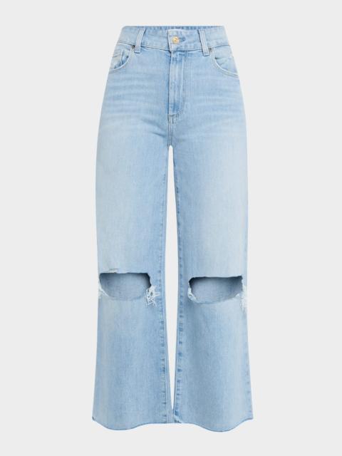 PAIGE Sasha Distressed Ankle Jeans with Raw Hem