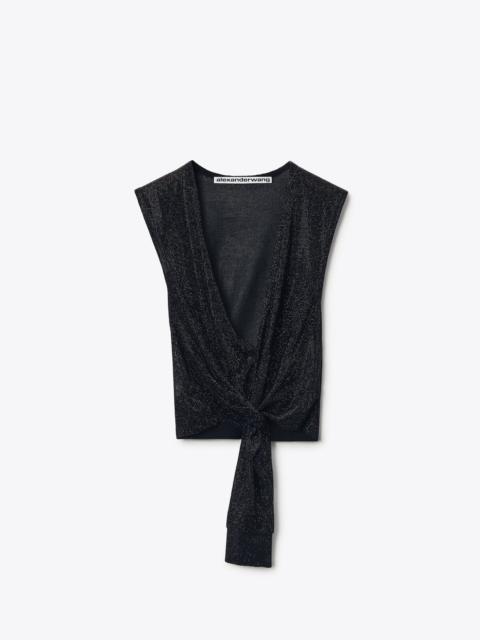Alexander Wang CRYSTAL DEEP V-NECK KNOTTED TANK