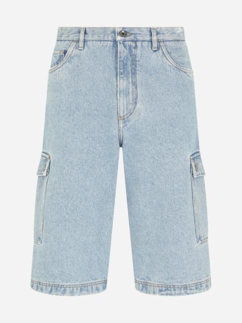 Dolce & Gabbana Light blue denim cargo shorts