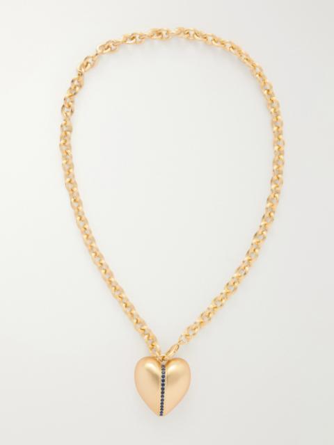 ROXANNE ASSOULIN The Sapphire Stripe Puffy Heart Gold-tone And Sapphire Necklace