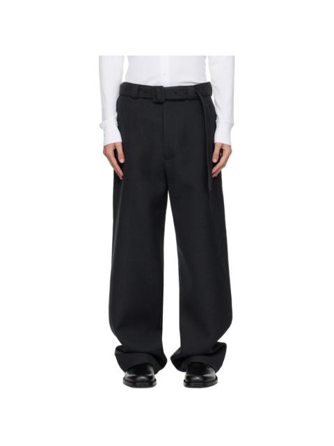Dries Van Noten Gray Belted Trousers