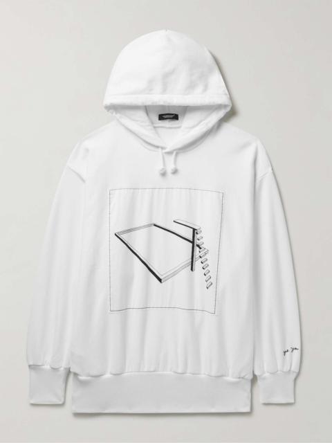 Oversized Printed Embroidered Cotton-Jersey Hoodie