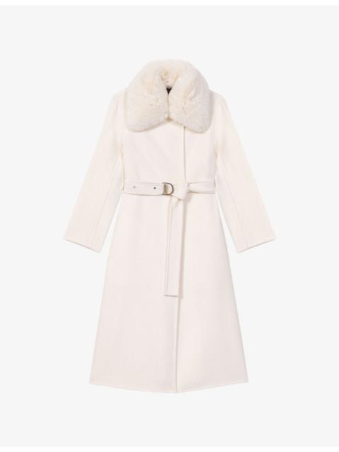 maje Removable-Collar Wool-Blend Coat