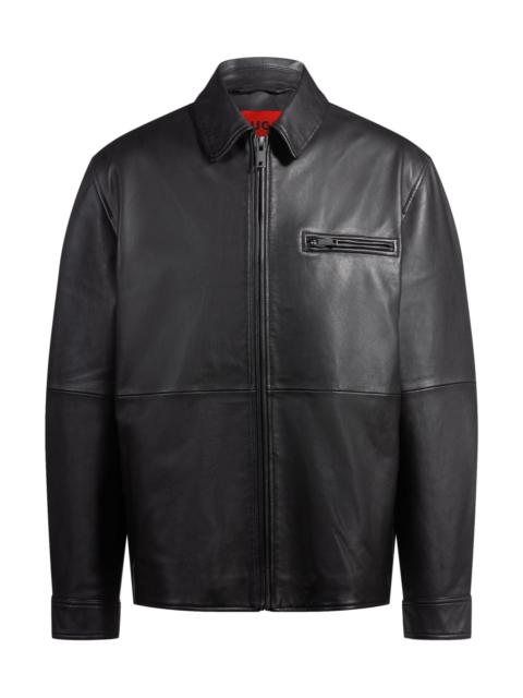 HUGO ZIP-UP LEATHER JACKET WITH CHEST POCKET