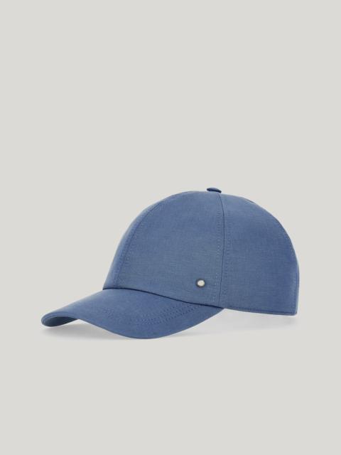 Canali LIGHT BLUE BASEBALL CAP WITH LEATHER STRAP