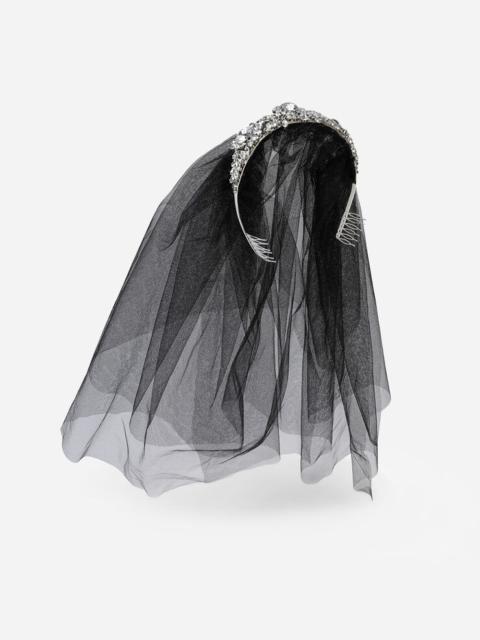 Dolce & Gabbana Rhinestone diadem with tulle veil