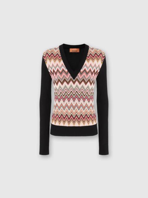 Missoni Viscose-blend sweaters with chevron insert and V-neck