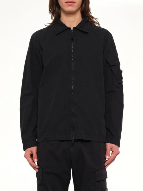 Stone Island 1200022 Cotton Sleeve Pocket Shirt in Black