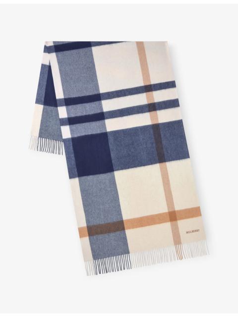 Mulberry Large-Check Merino-Wool Scarf