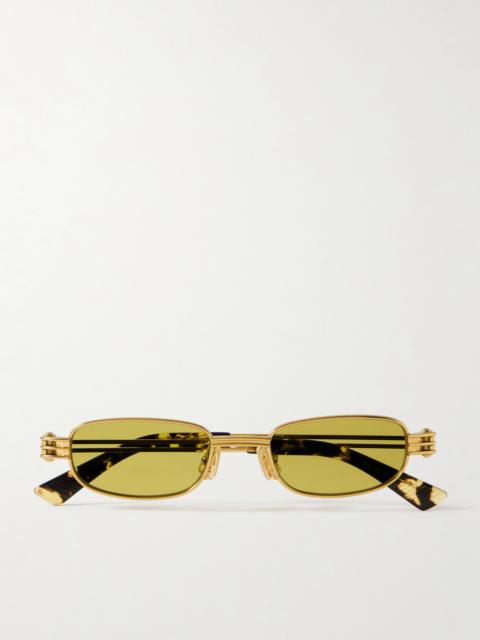 Bottega Veneta Rectangle-frame Gold-tone Sunglasses