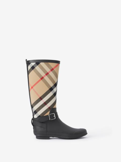 Burberry Strap Detail House Check and Rubber Rain Boots