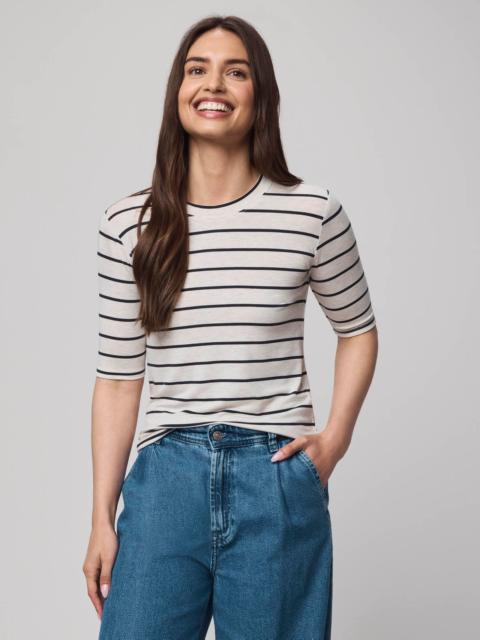 Splendid Bamboo Blend Stripe Quarter Sleeve Tee