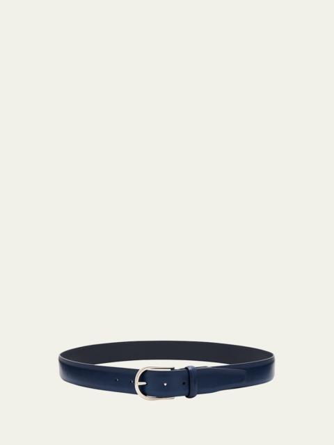 Brioni Men's Round-Buckle Leather Belt