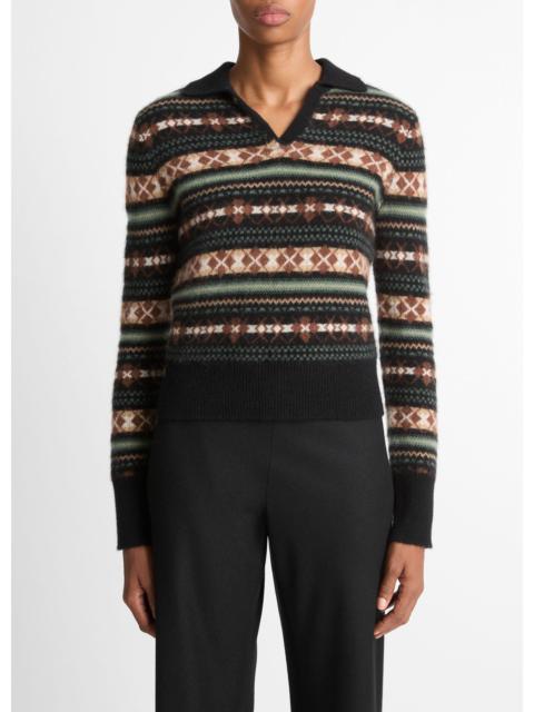 Vince Fair Isle Cashmere Polo Sweater