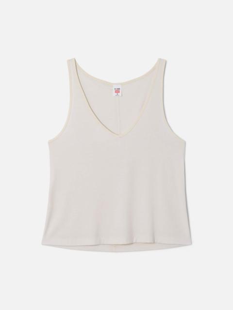 RE/DONE Hanes Slim V Neck Tank - Vintage White