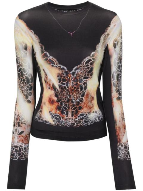 Y/Project lace-print jersey top
