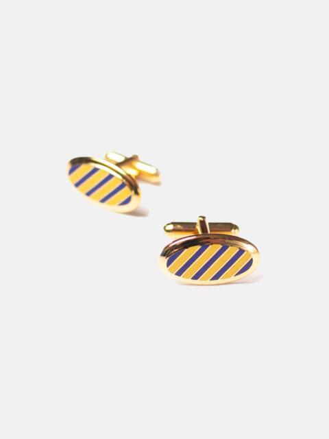 J. PRESS MADE-IN-USA NAVY & YELLOW ENAMEL REPP STRIPE CUFFLINKS