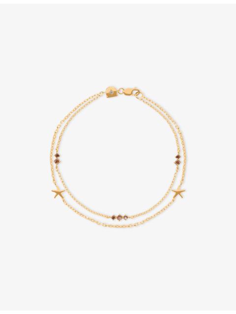 ASTRID & MIYU Starfish Double Chain 18ct Gold-Plated Sterling-Silver and Cubic Zirconia Bracelet