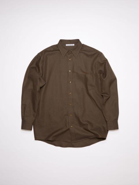 Linen blend shirt - Dark Olive