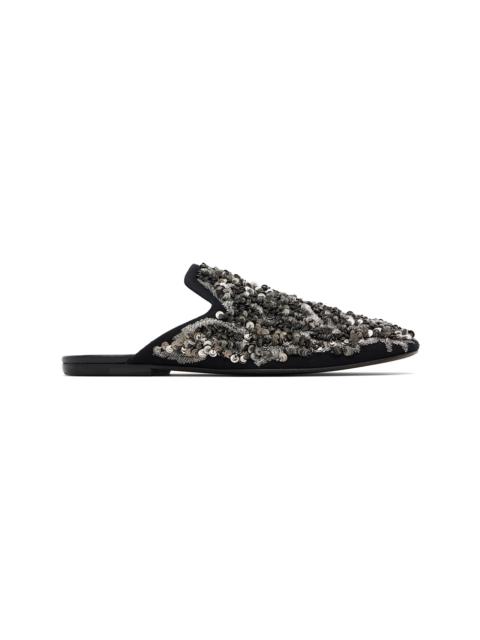 Dries Van Noten Black Embellished Slippers
