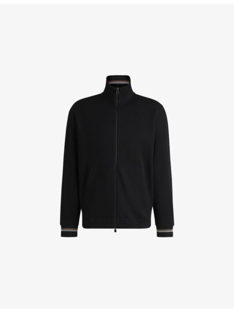 BOSS High-neck side-pocket cotton sweatshirt
