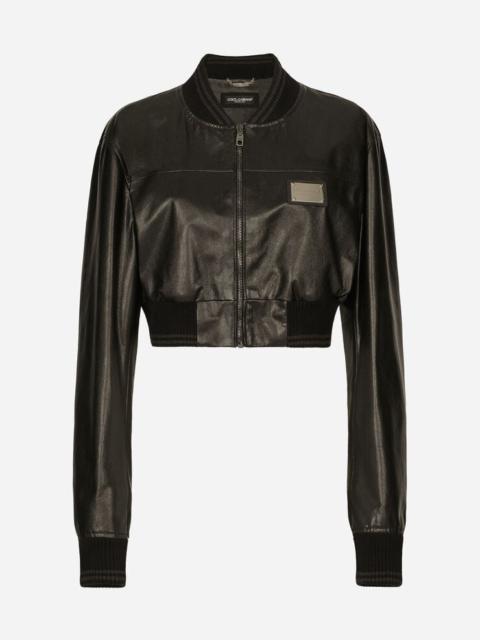 Short nappa leather bomber jacket with Dolce&Gabbana tag