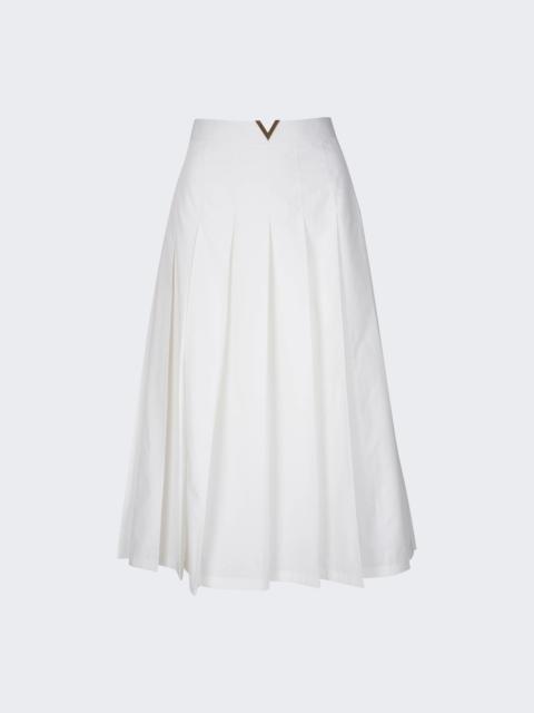 Compact Poplin Midi Skirt White