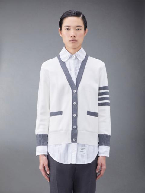 Thom Browne Cotton Milano and Oxford 4-Bar V-Neck Cardigan Shirt Combo