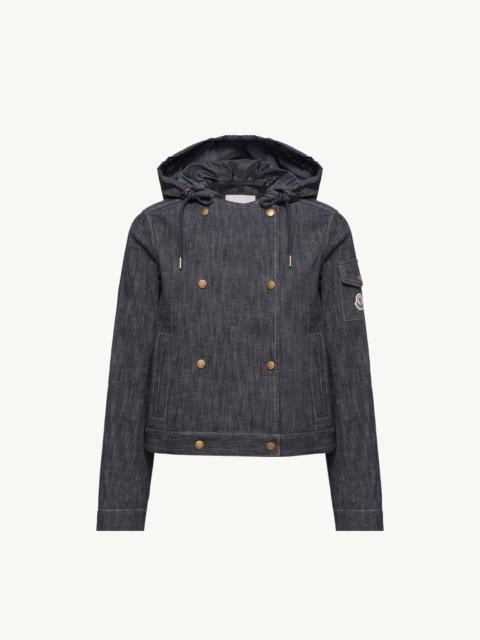 Moncler Diervilla Hooded Double-Breasted Denim Jacket