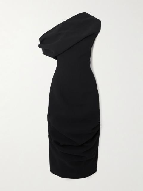 JACQUEMUS La Robe Pesce one-shoulder draped crepe midi dress Black
