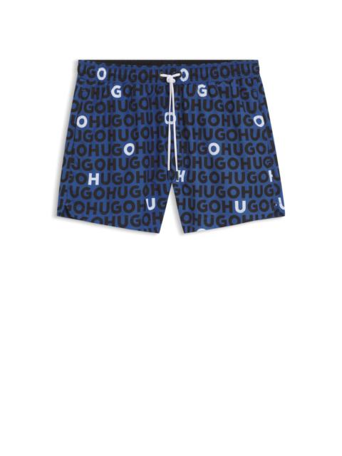 HUGO LOGO-PRINT SWIM SHORTS WITH DRAWCORD