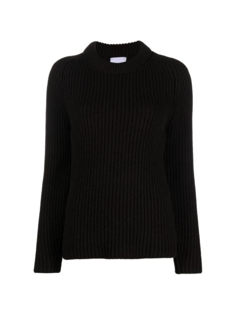 3D crew-neck ribbed jumper