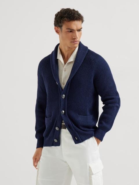 Brunello Cucinelli Malfilé cotton English rib cardigan with raglan sleeves