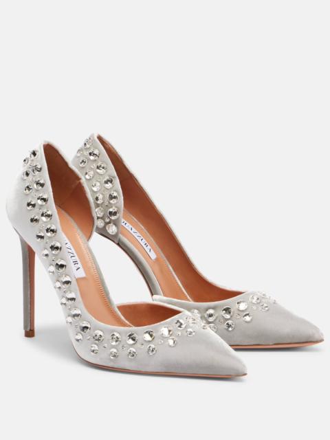 AQUAZZURA Cosmic Love embellished velvet pumps